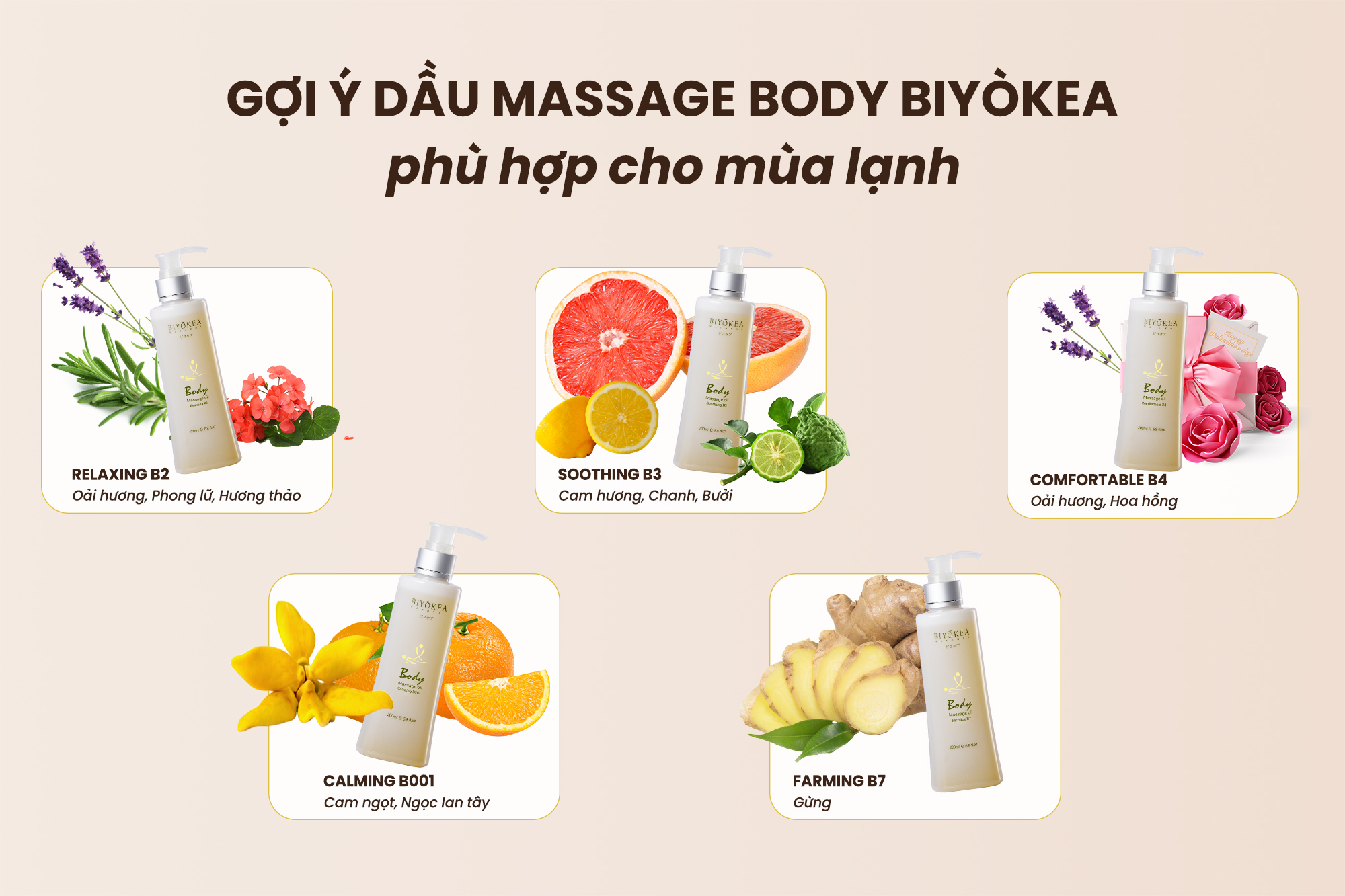 Gợi ý dầu massage body Biyòkea phù hợp cho mùa lạnh
