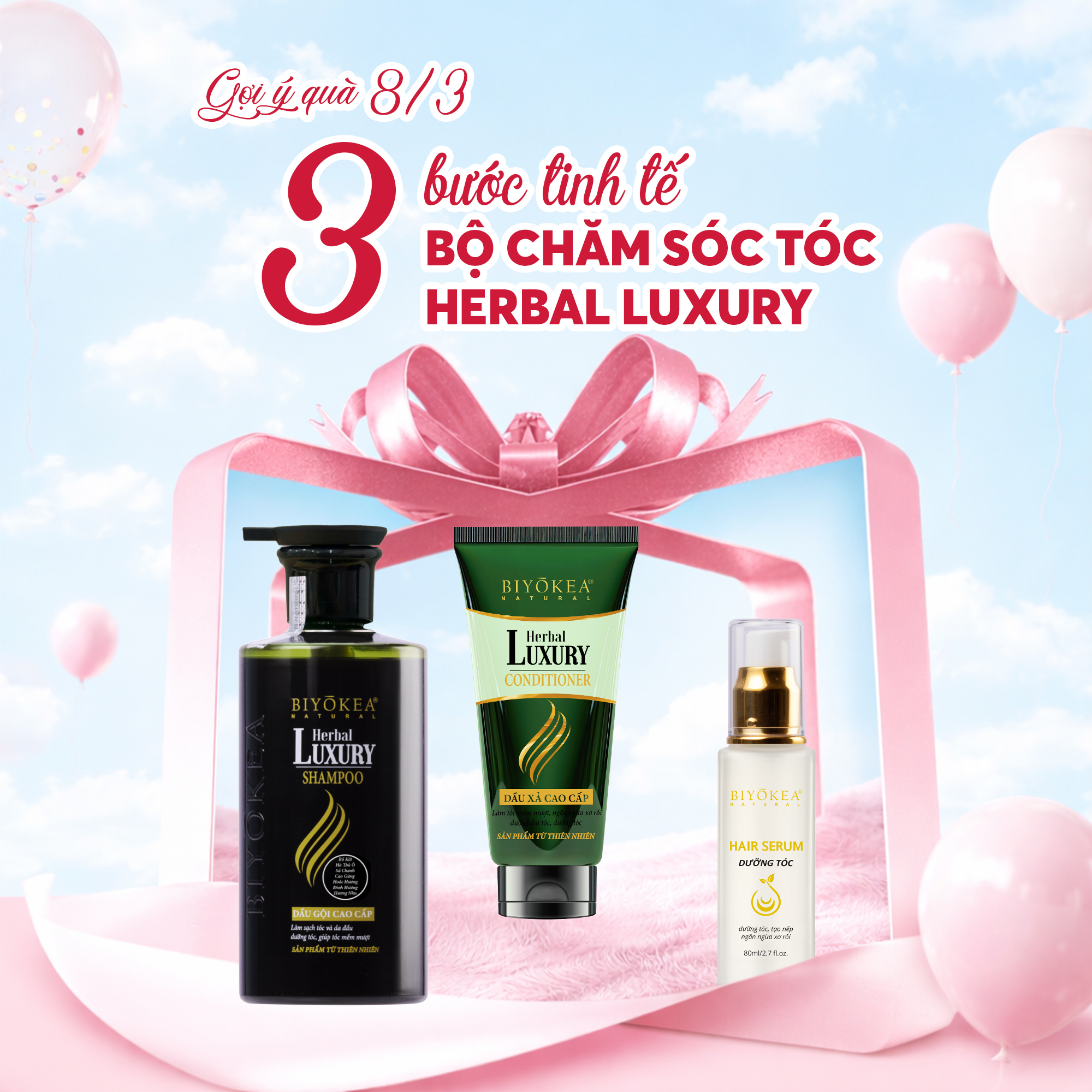 Quà tặng 8/3 - Bộ chăm sóc tóc Herbal Luxury