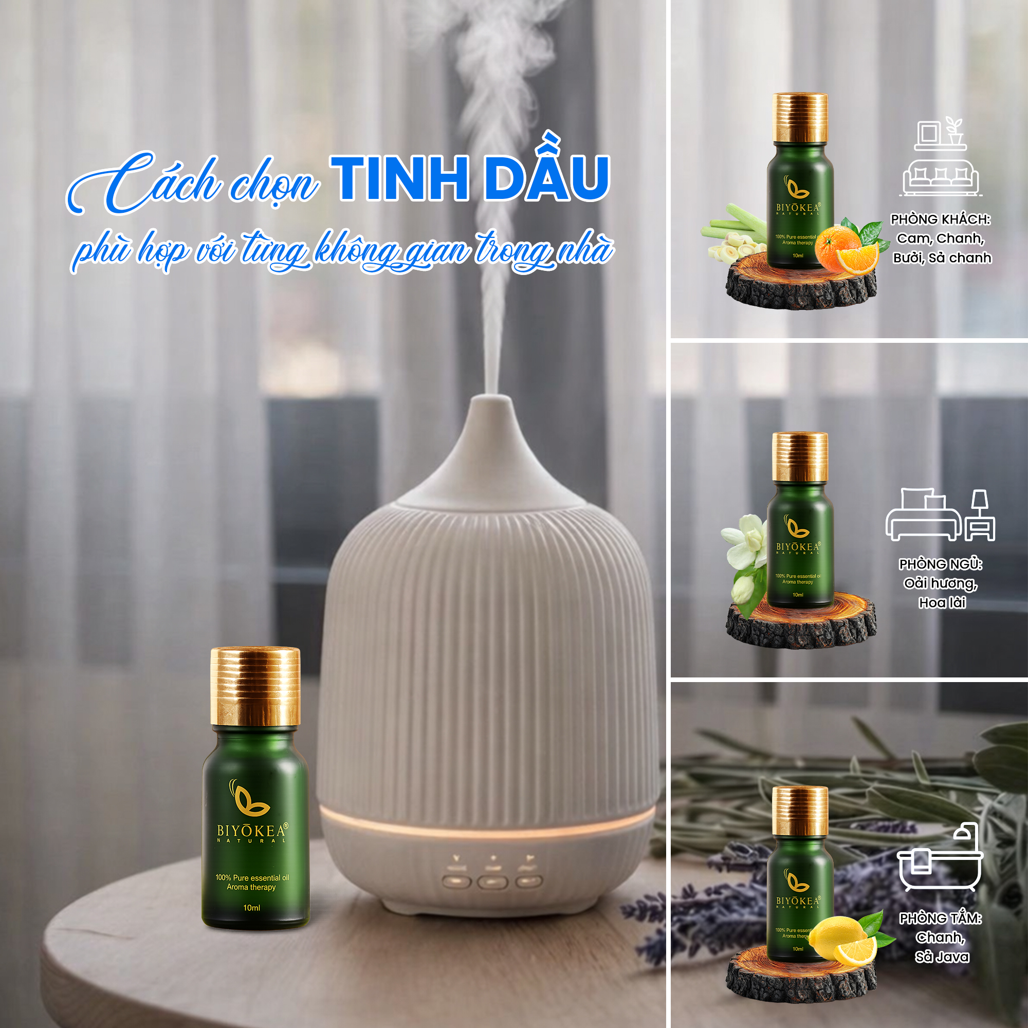 Chọn tinh dầu cho từng không gian