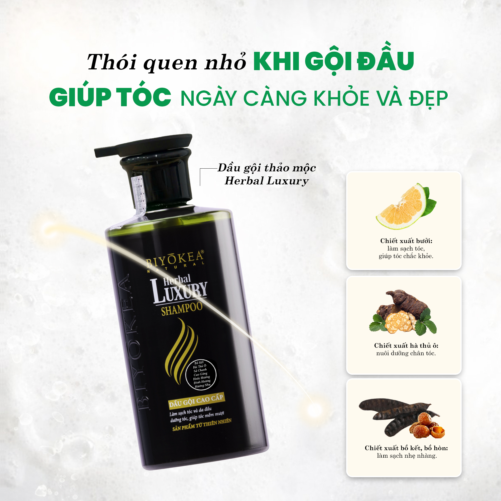 Chăm sóc tóc với Dầu gội thảo mộc Herbal Luxury