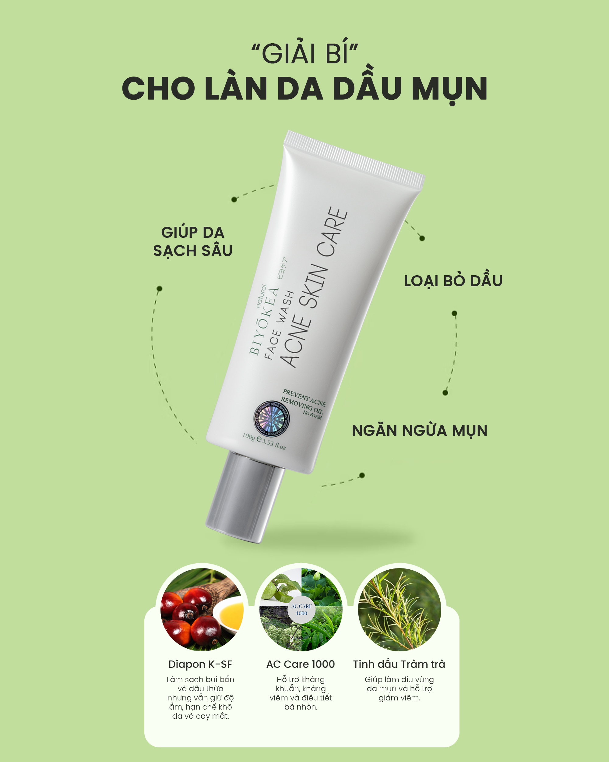 Sữa rửa mặt không bọt Face Wash Acne Skin Care