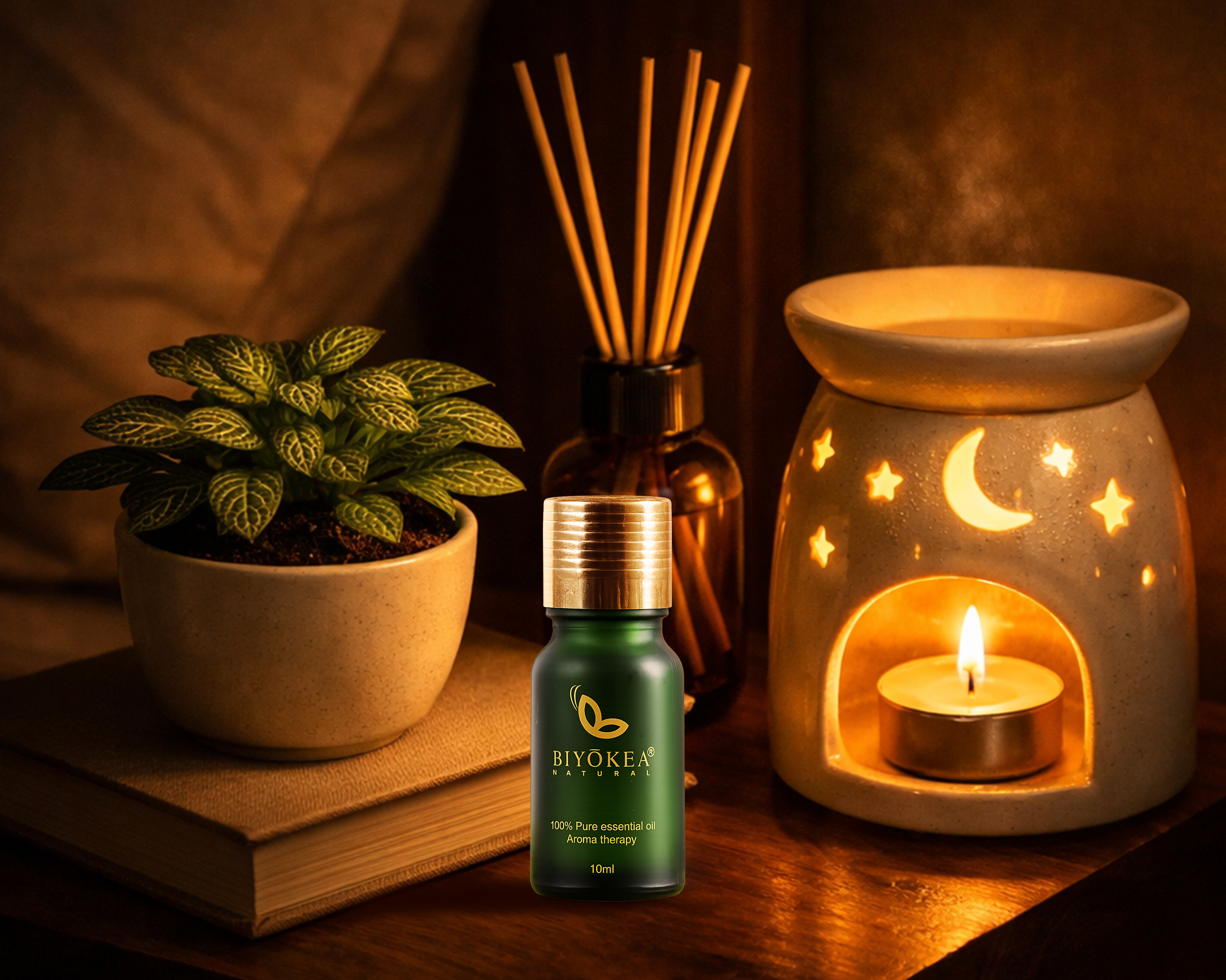 Kết hợp tinh dầu thiên nhiên nguyên chất và cây xanh để tạo nên không gian sống xanh trọn vẹn.