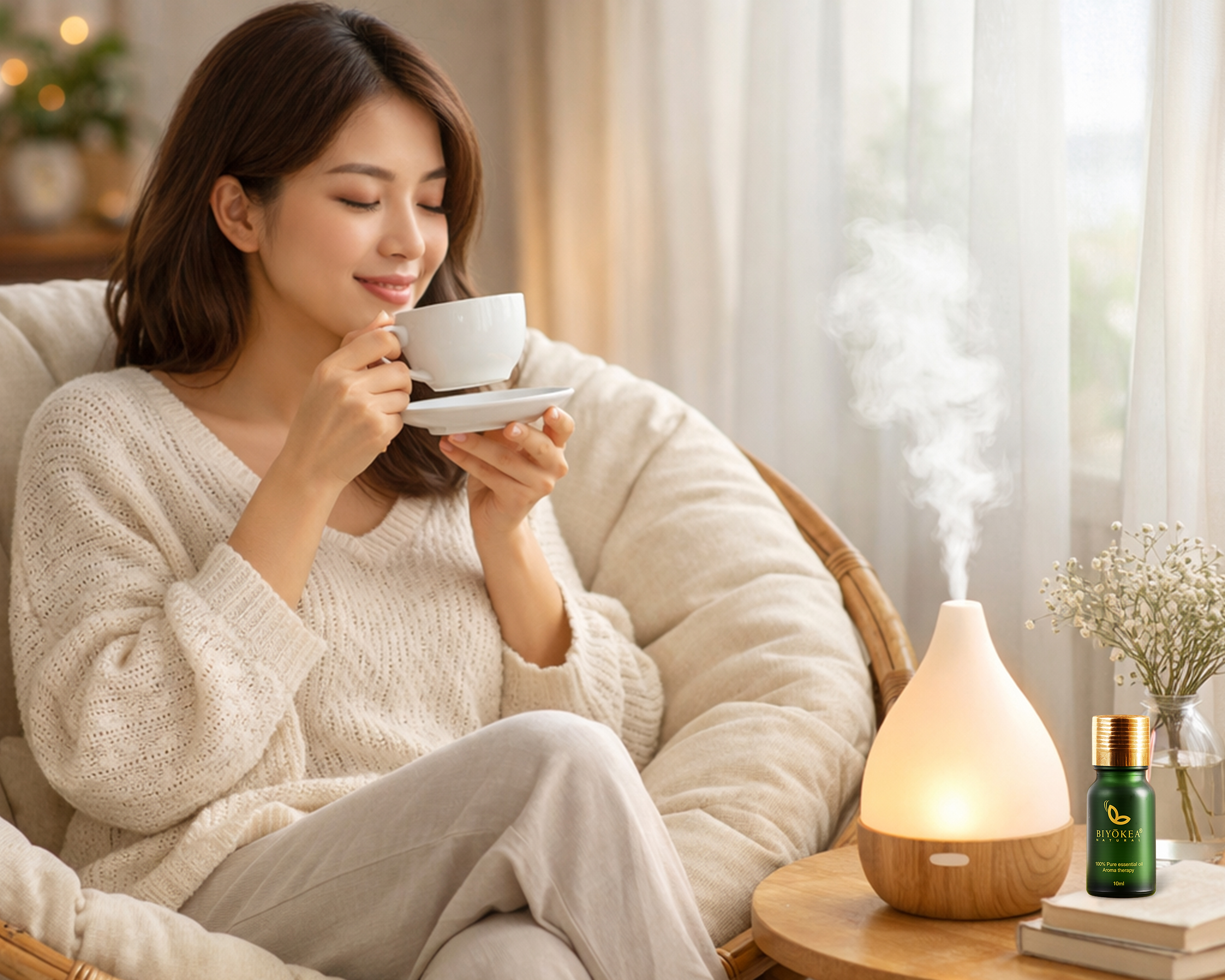 Tinh dầu xông phòng thiên nhiên như một người bạn đồng hành 24h, dung dưỡng cảm xúc và mang lại hơi ấm sự an lành.