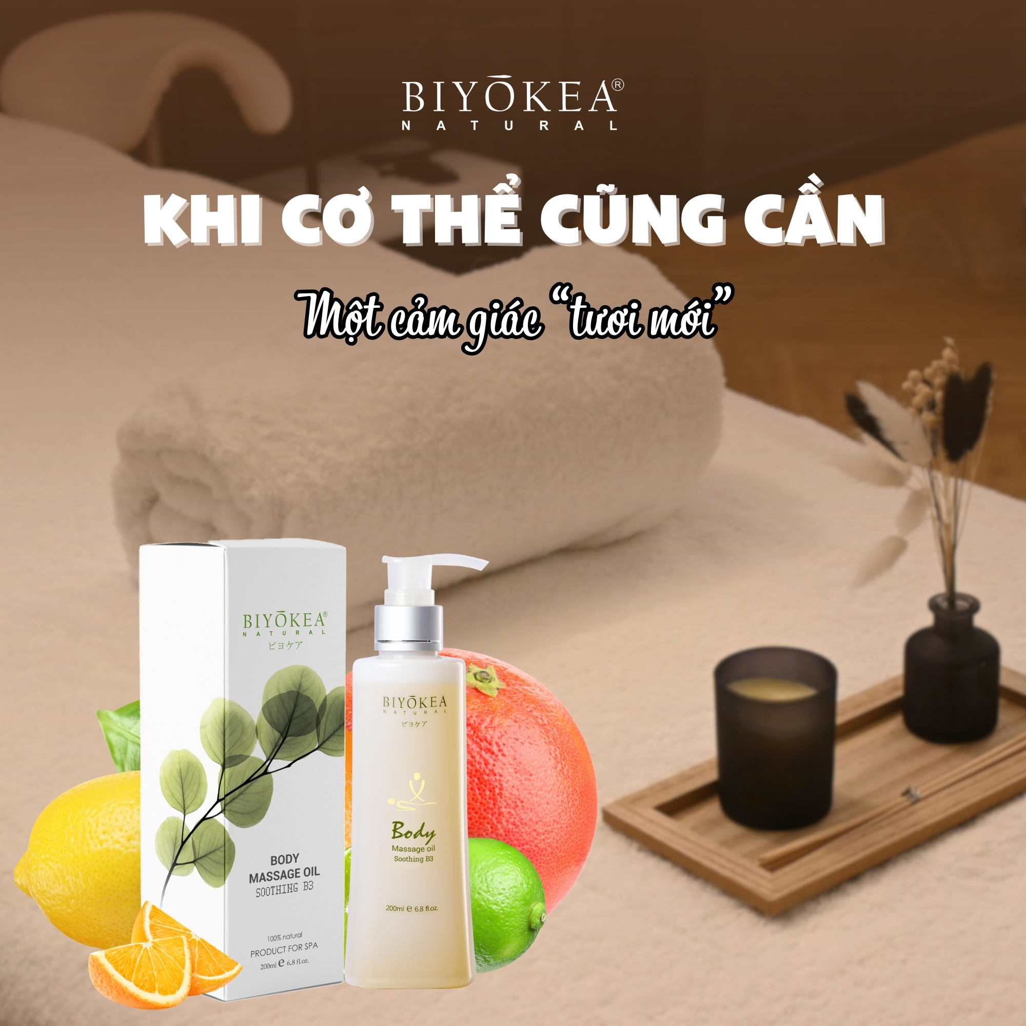 Dầu massage body hương cam chanh bưởi