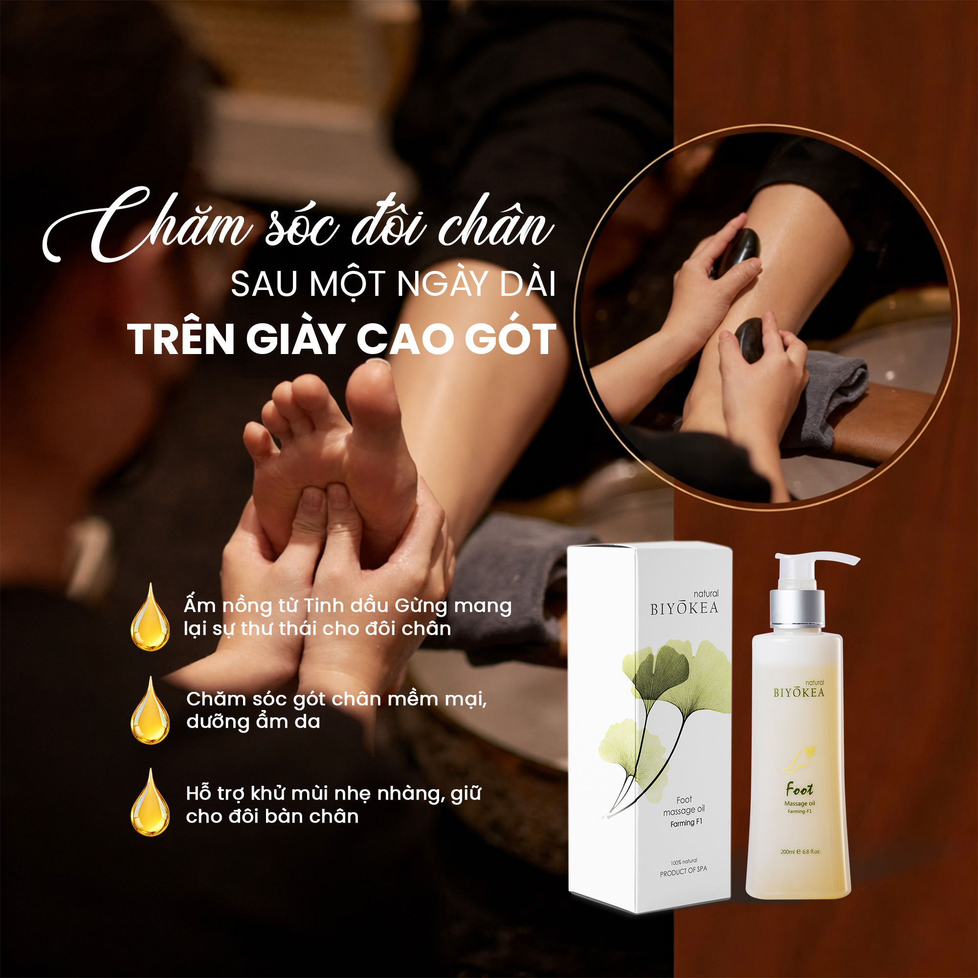 Chăm sóc đôi bàn chân với Dầu massage Farming F1