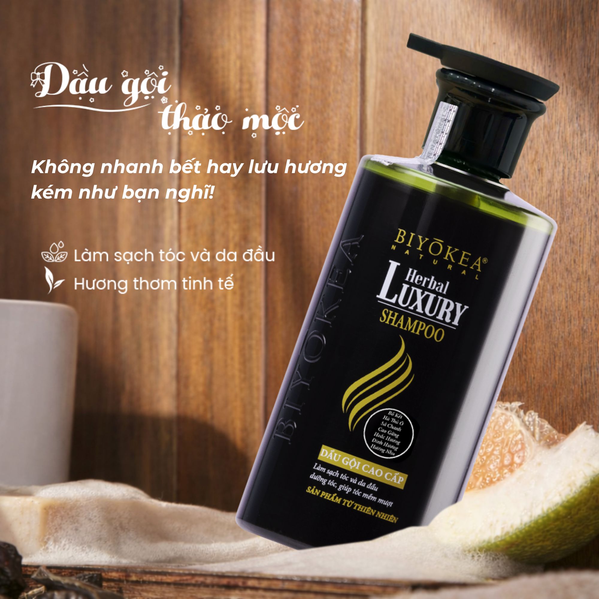 Tóc sạch và lưu hương dịu nhẹ với dầu gội thảo mộc