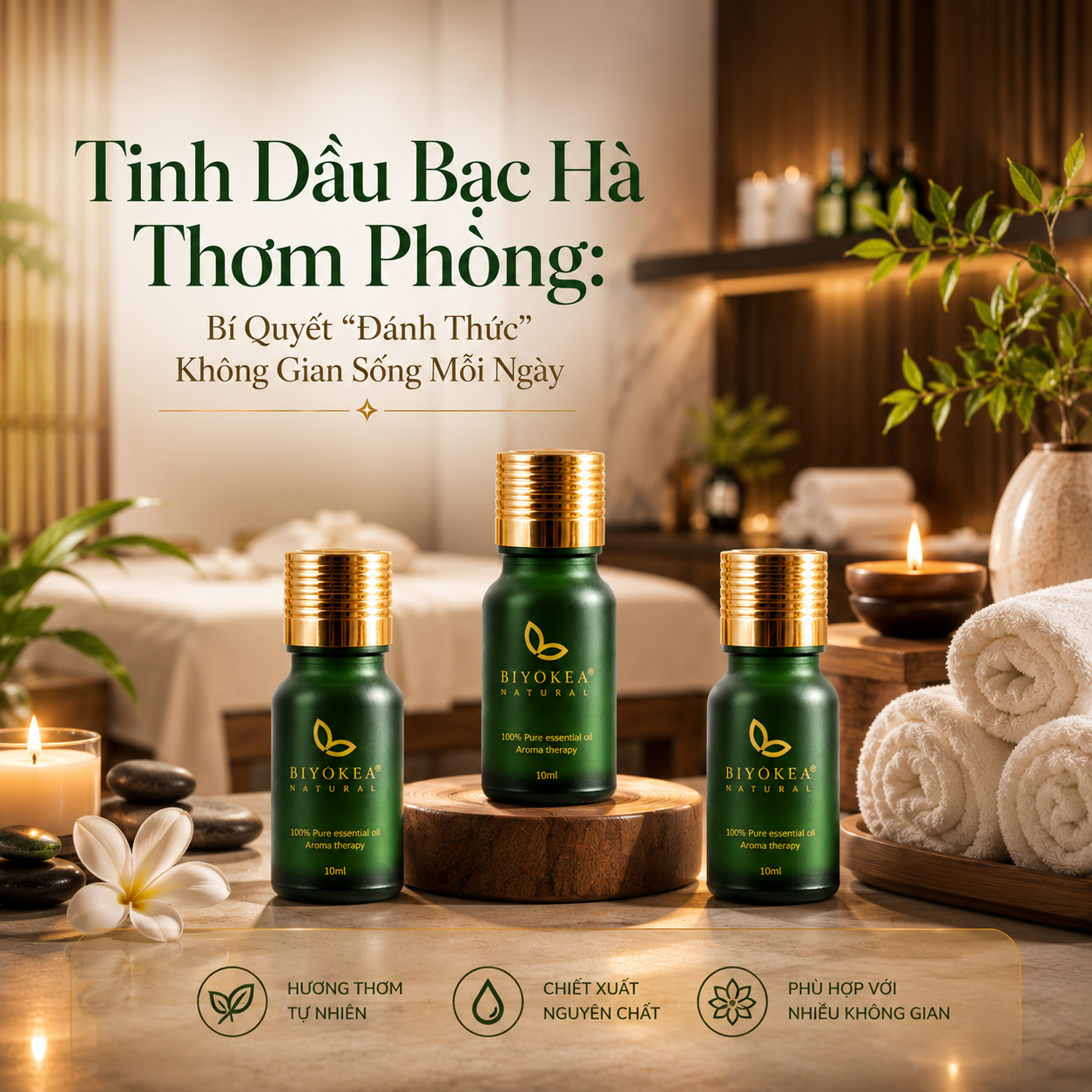 Tinh dầu bạc hà thơm phòng BIYOKEA Natural