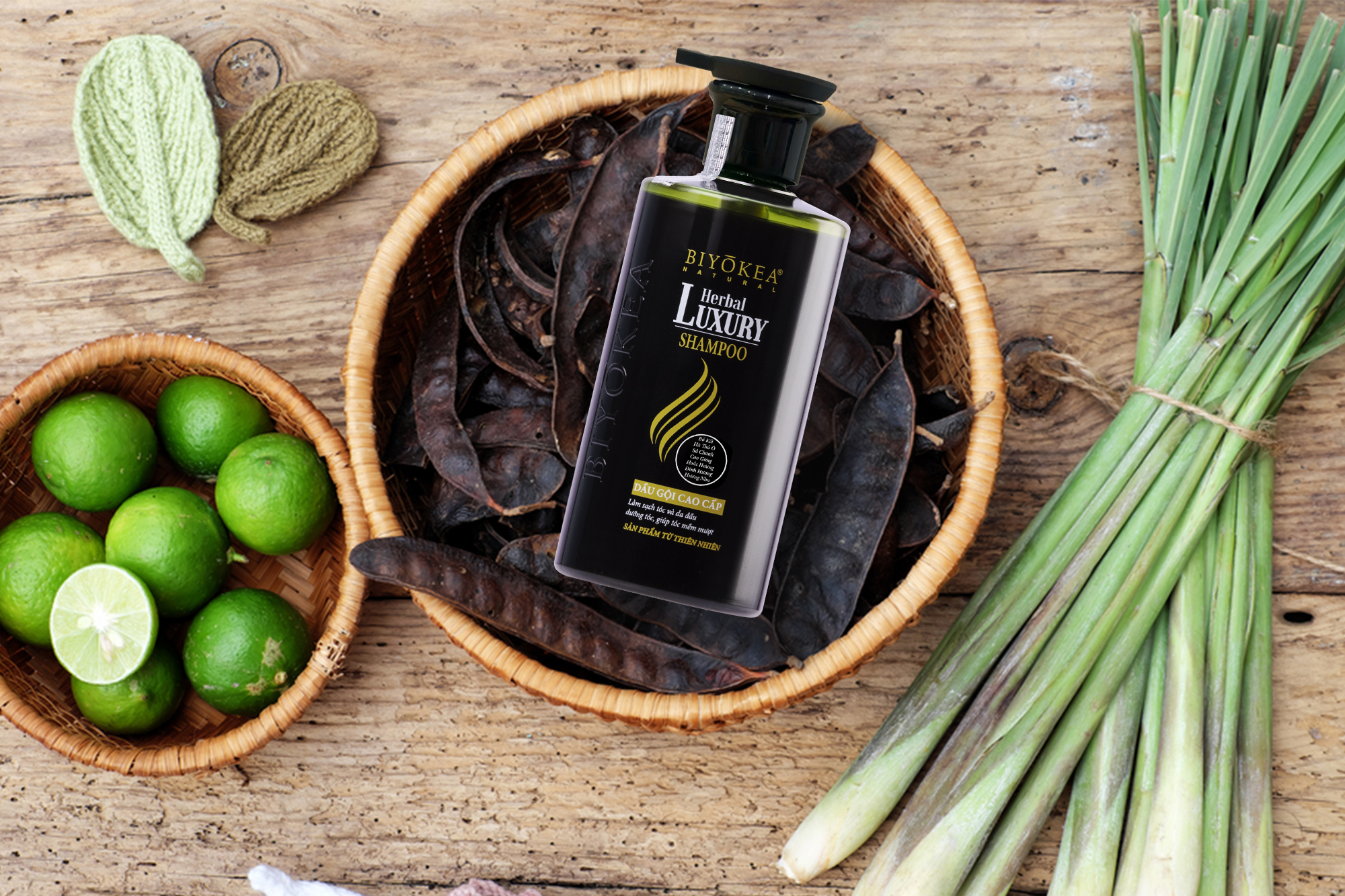 dầu gội cho tóc khô xơ Herbal Luxury BIYÒKEA silk protein